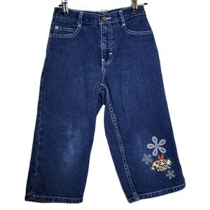 Rare Y2K Powerpuff Girls Denim Capri Jeans Embroidered Cartoon Network Size 12